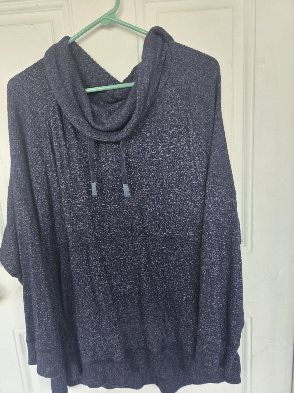 Cozy Cowl Neck Pullover Sweater - Heather Navy